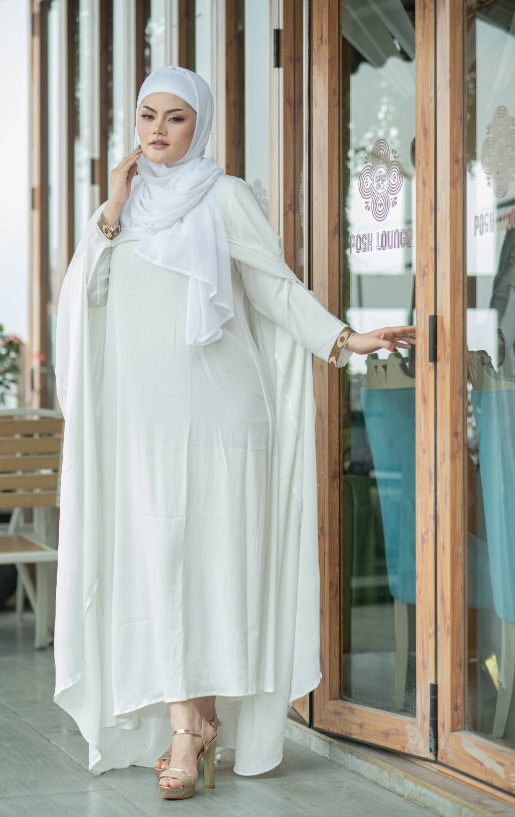 White Flowy Abaya