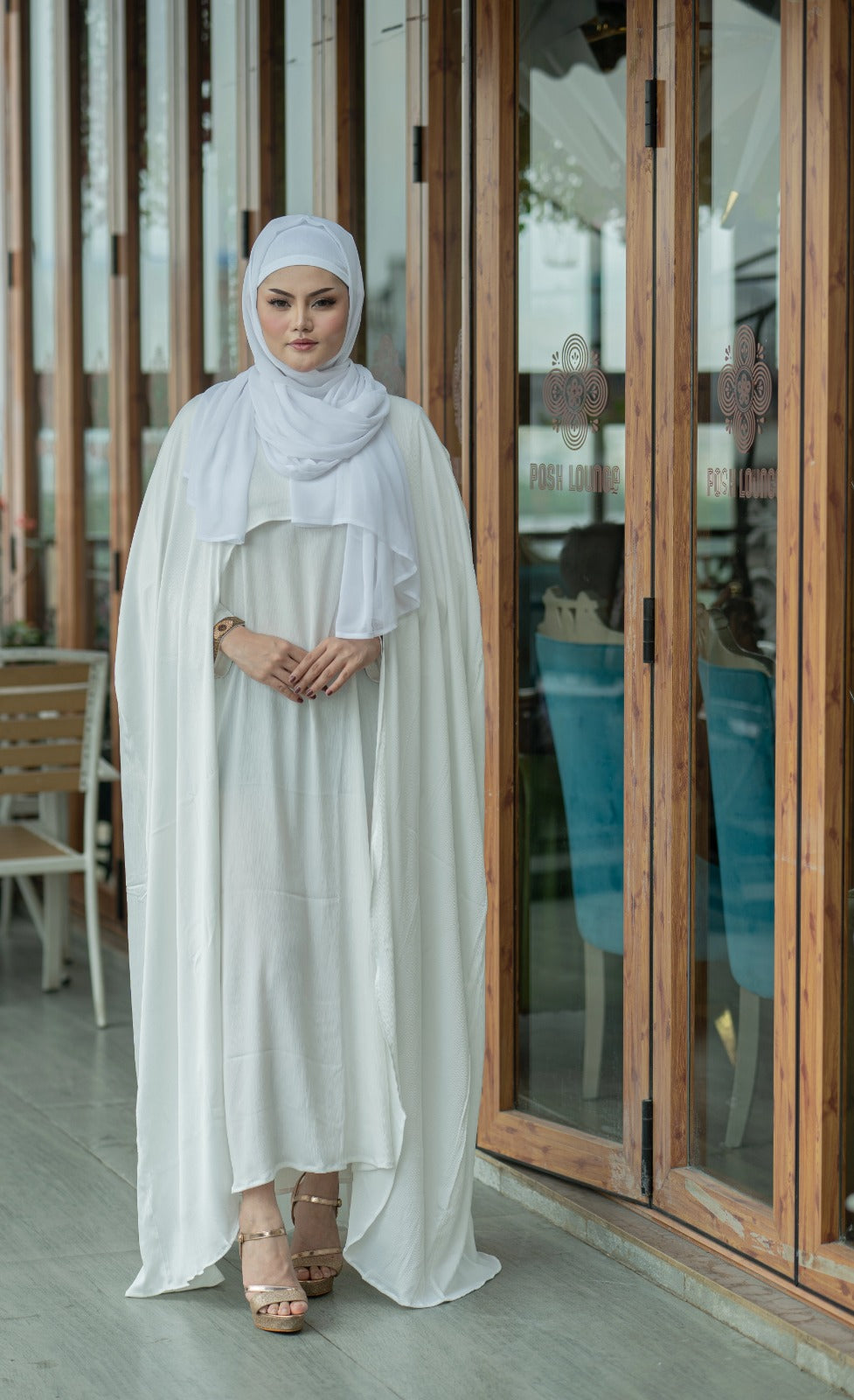 White Flowy Abaya