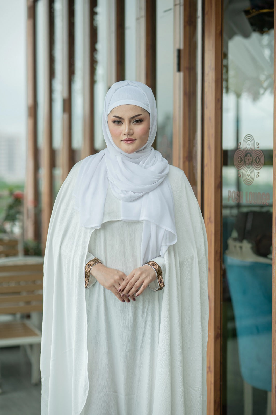 White Flowy Abaya