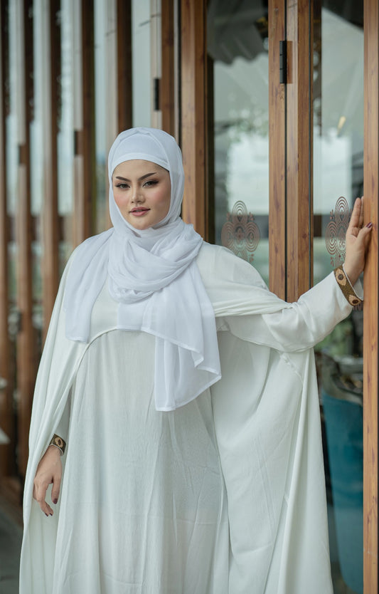 White Flowy Abaya