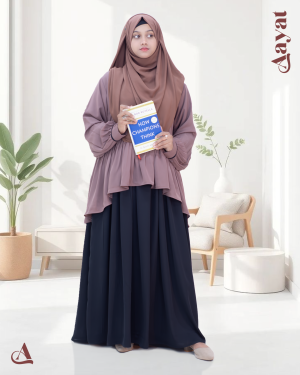 Abaya Muntazam – Coffee Mauve & Black