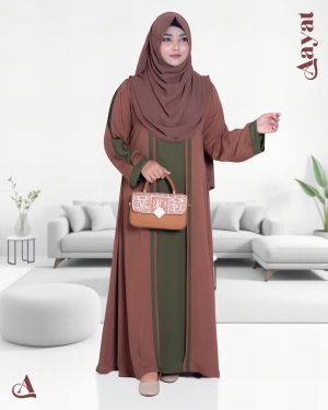 Abaya Marwa – Olive & Coffee