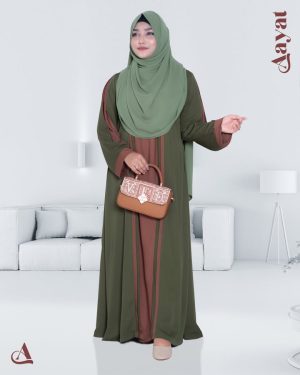 Abaya Marwa – Olive & Coffee